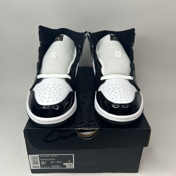 Nike Air Jordan 1 Mid SE “Patent Black Metallic Gold” 2023 - Picture 2 of 5